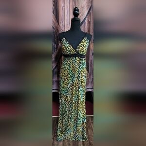 Animal Print Braided Trim Strap Maxi Style Dress
